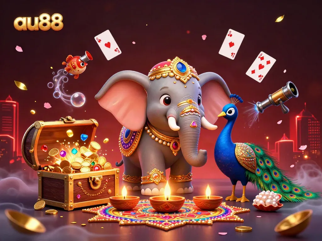 Experience the rich visuals of au88 with a dynamic casino-themed illustration featuring captivating characters and vibrant elements.