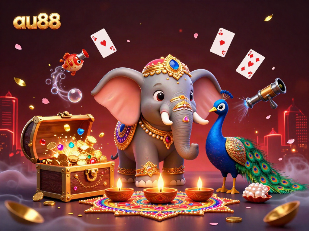 Experience the rich visuals of au88 with a dynamic casino-themed illustration featuring captivating characters and vibrant elements.