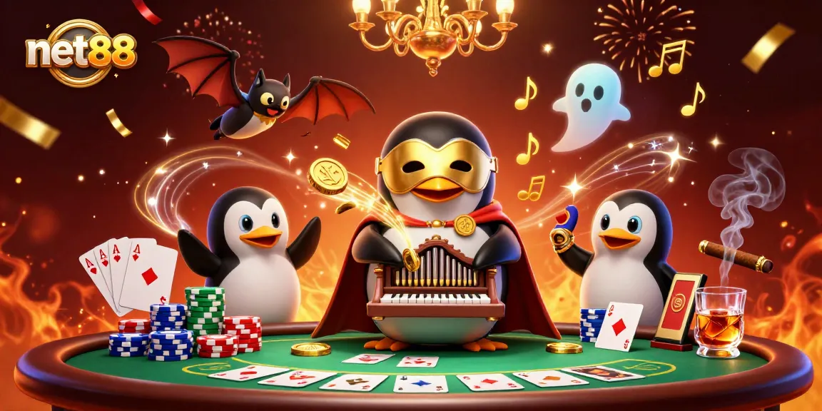 Experience net88's thrilling casino atmosphere with a vibrant, dynamic 3D illustration showcasing gaming excitement.