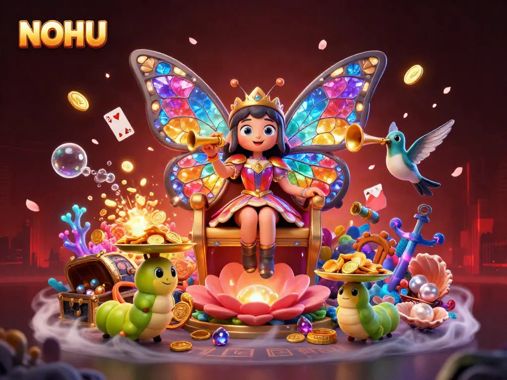 Experience thrilling gameplay at NOHU with vibrant characters amid casino riches.