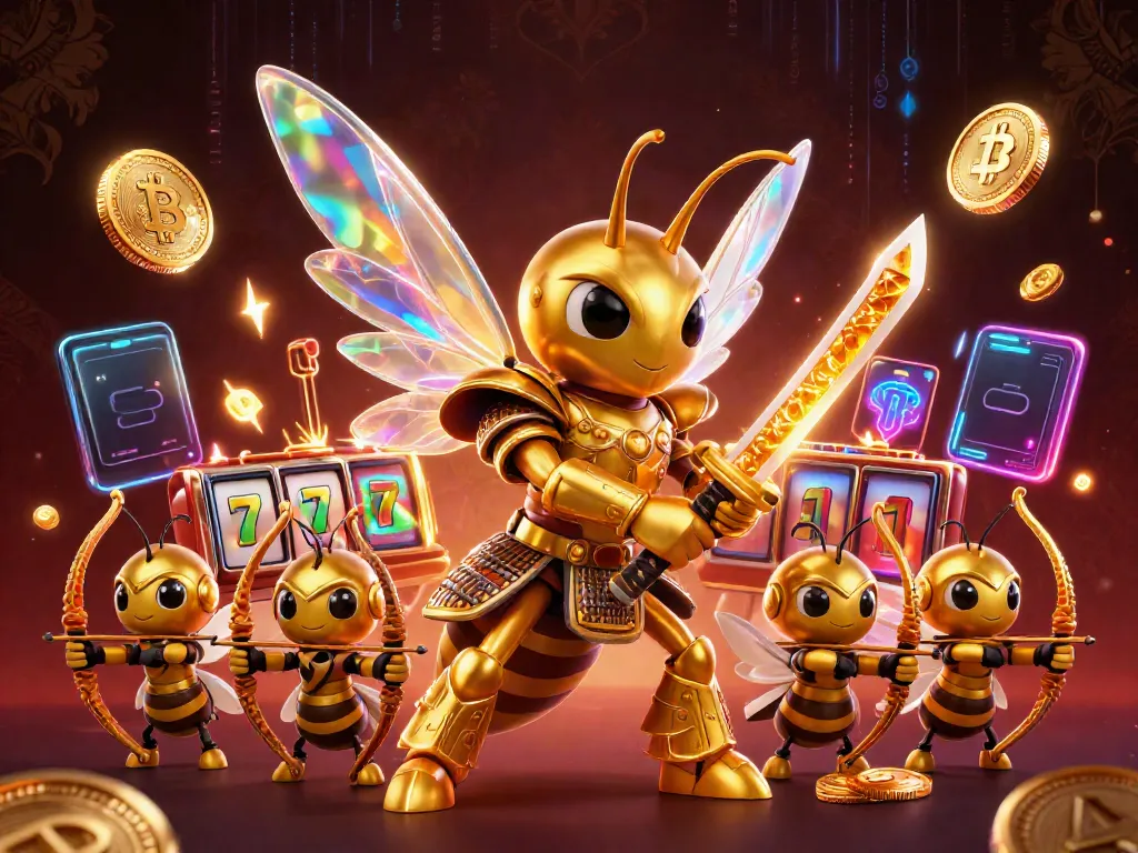 Engage with exciting SUNWIN casino games featuring a golden hornet samurai in a vibrant 3D illustration.