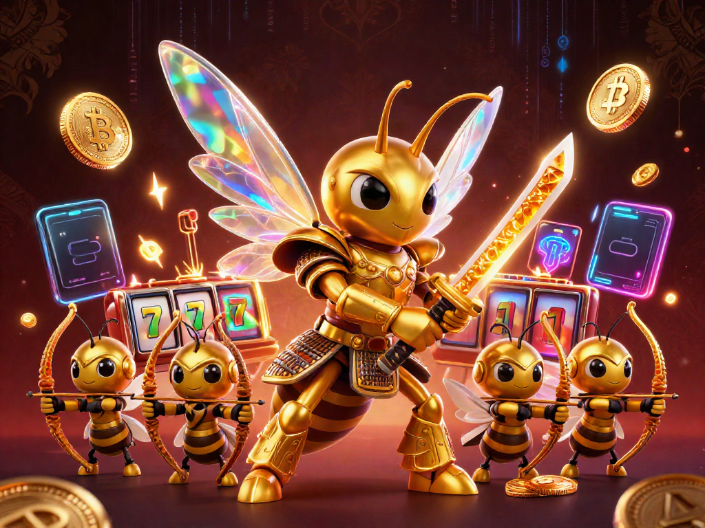 Engage with exciting SUNWIN casino games featuring a golden hornet samurai in a vibrant 3D illustration.