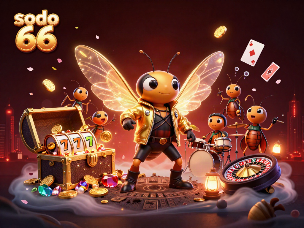 Engage with the vibrant world of sodo 66, where a rock star cicada shines among golden treasure and exciting casino elements.