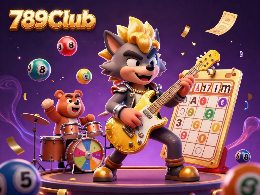 Experience the excitement of 789Club with dynamic colorful elements in a rich casino scene.