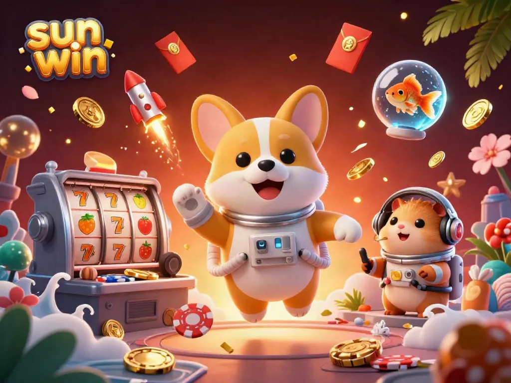 Experience thrilling gameplay with sun win as the joyful astronaut corgi navigates a vibrant space casino.