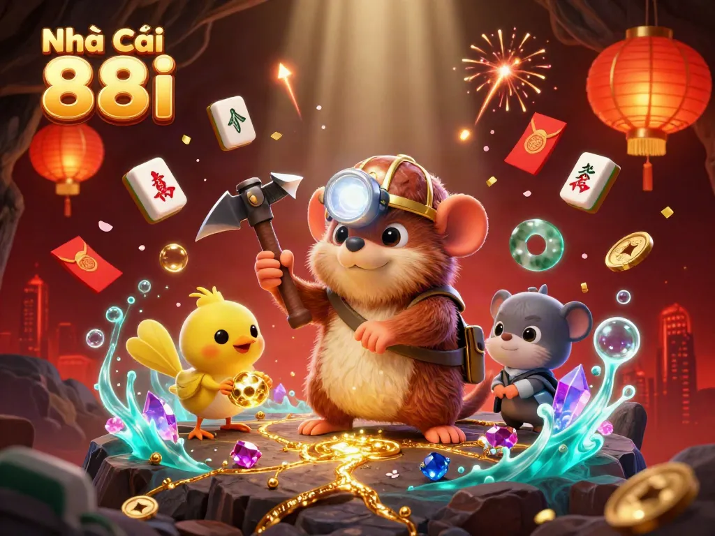 Experience the excitement of Nhà cái 88i with a vibrant 3D illustration filled with fun casino elements.
