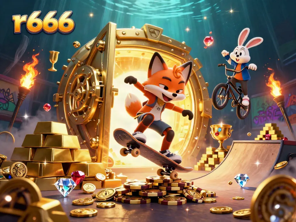 Experience thrilling bets with the fox and rabbit in the r 666 casino realm filled with treasures and excitement.