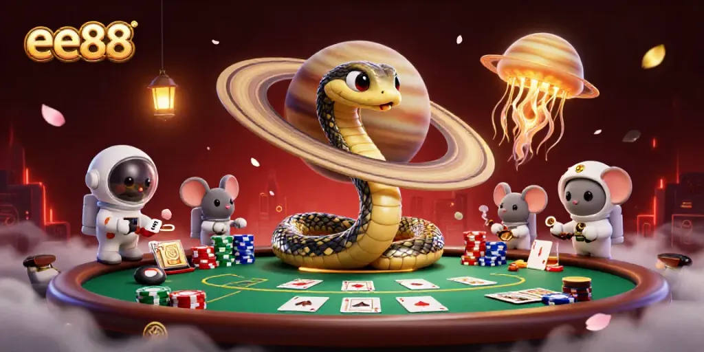Visualize excitement at ee88 with astronaut mice betting on a cosmic roulette wheel