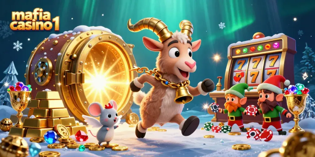 Engage with mafia casino 1 through thrilling slot games under festive chaos.