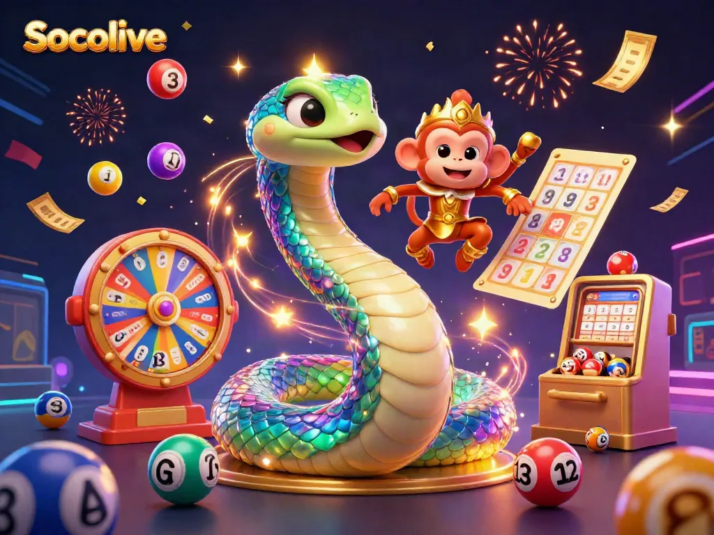Experience dynamic Socolive gaming action with a vibrant 3D cartoon scene featuring high-energy characters.