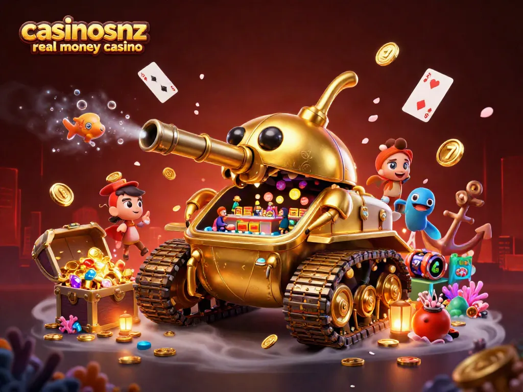 Experience the excitement of casinosnz real money casino with vibrant 3D scenes of playful roulette and slot games.