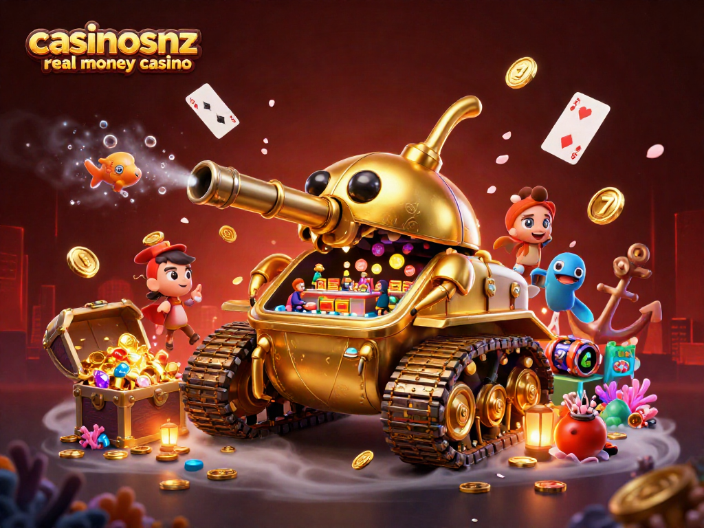 Experience the excitement of casinosnz real money casino with vibrant 3D scenes of playful roulette and slot games.