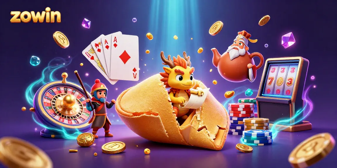 Engage with exciting gaming at Zowin, featuring a vibrant scene of fortune and thrilling casino elements.