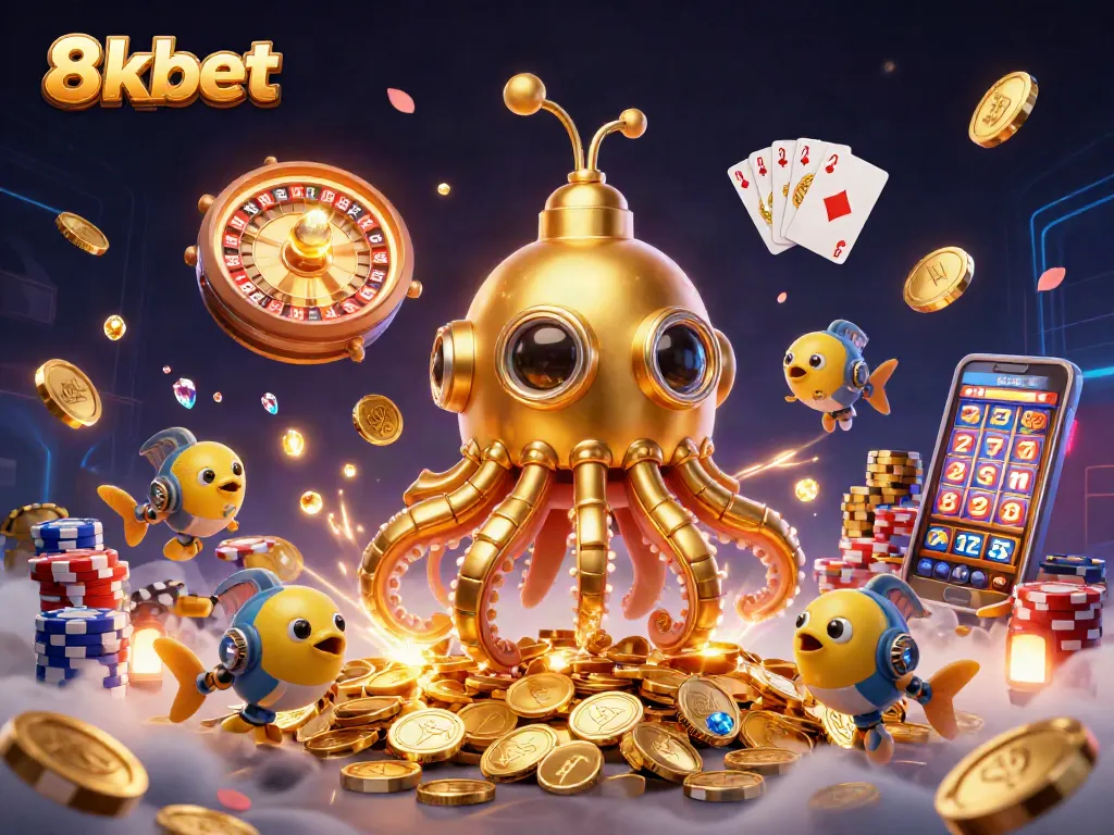 Experience thrilling wins with 8xbet in a vibrant, dynamic casino scene bursting with excitement.